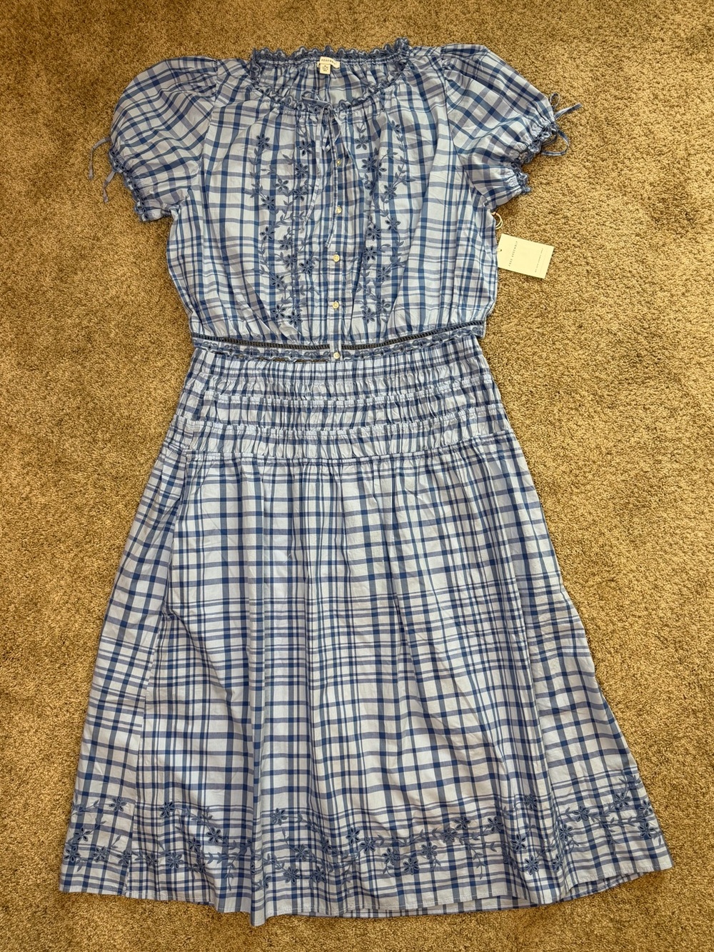 Free Assembly Plaid Embroidered Peasant Blouse – XL – NWT - Picture 3 of 8